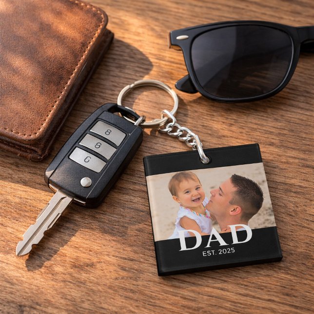 Dad Established Modern Photo Key Ring (Creator Uploaded)