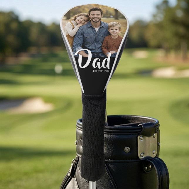 Dad Established Modern Script Photo Golf Head Cover (Dad Established Modern Script Photo Golf Head Cover)