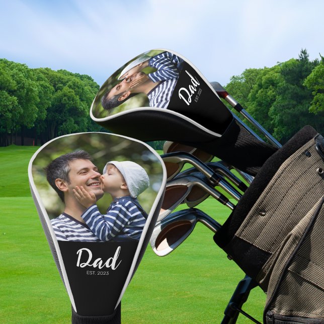 Dad Established Modern Script Photo Golf Head Cover (Creator Uploaded)