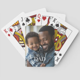 Dad Established Modern Simple Photo Playing Cards