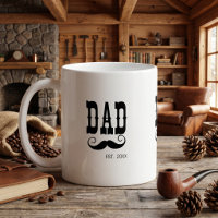 Dad Established Moustache year western vintage