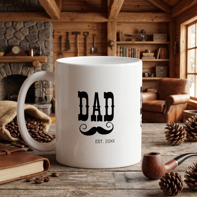 Dad Established Moustache year western vintage Coffee Mug (Creator Uploaded)