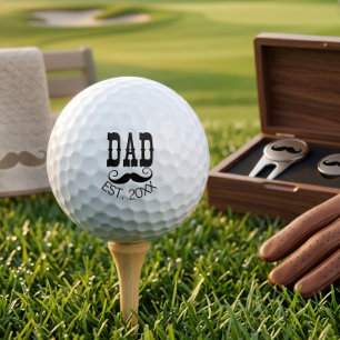 Dad Established Moustache year western vintage Golf Balls