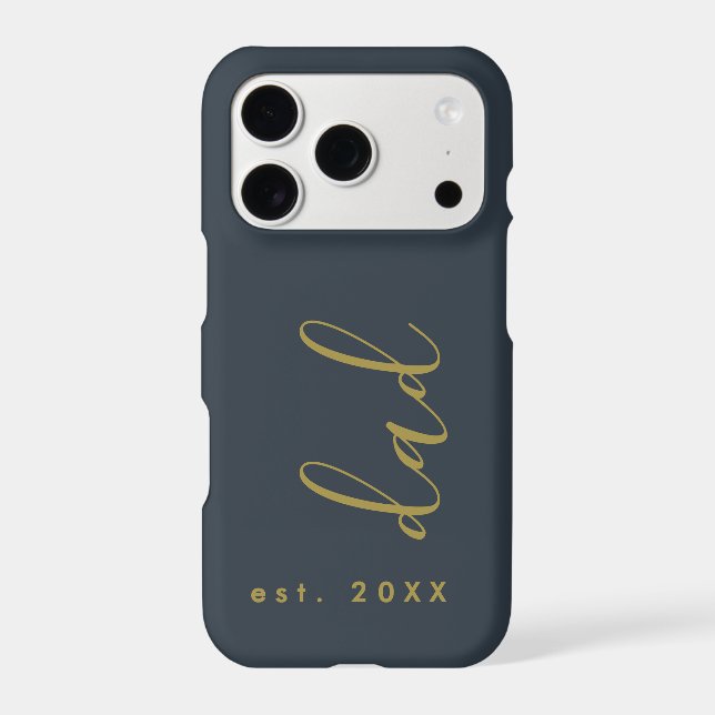 Dad Established Navy Blue Gold Father Keepsake  (Back)