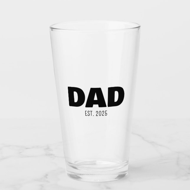 Dad Established New Dad Gift Glass (Front)