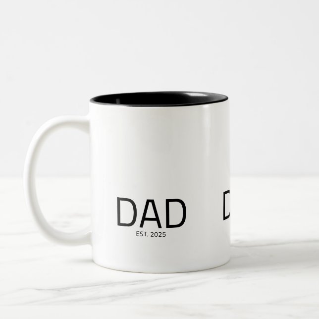 Dad Established New Dad Gift Two-Tone Coffee Mug (Left)