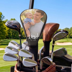 Dad Established Photo Black Fun Bold Simple Golf Head Cover