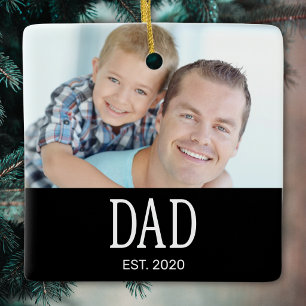 Dad Established Photo Ceramic Ornament