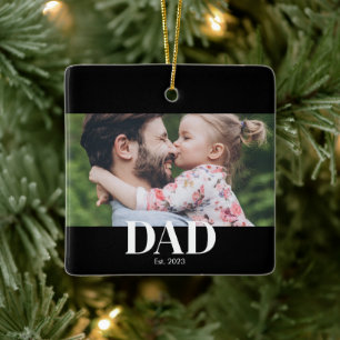 Dad Established Photo Ceramic Ornament