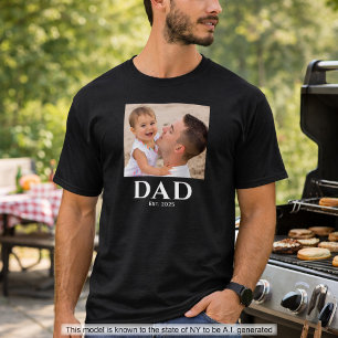 Dad Established Photo Father’s Day Black T-Shirt