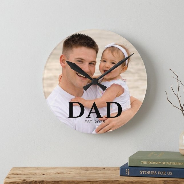 Dad Established Photo Father’s Day  Round Clock (Creator Uploaded)