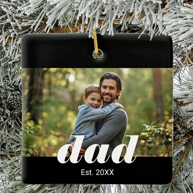 Dad Established Photo Father's Day Ceramic Ornament (Creator Uploaded)