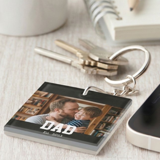 Dad Established Photo Father's Day Gift Key Ring (Creator Uploaded)