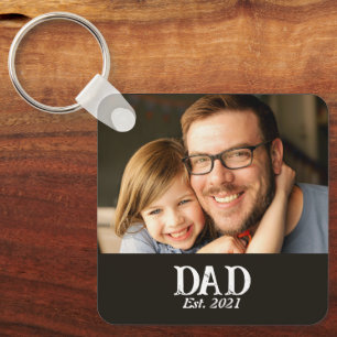 Dad Established Photo Father's Day Gift Key Ring