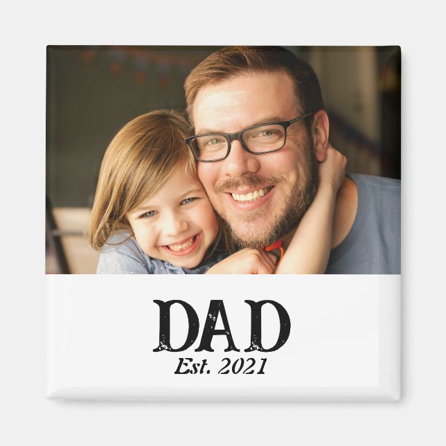 Dad Established Photo Father's Day Gift Magnet (Front)