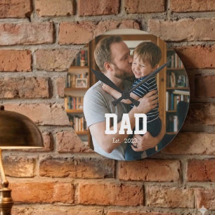Dad Established Photo Father's Day Gift Round Clock
