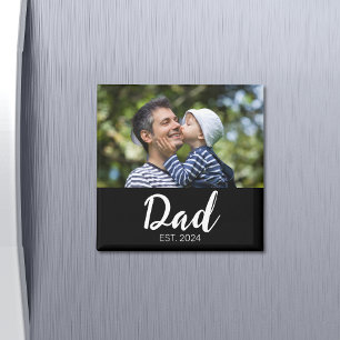 Dad Established Photo Father's Day  Magnet