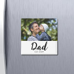 Dad Established Photo Father's Day Magnet<br><div class="desc">Dad Established Photo Father's Day Gift - Minimal Elegant Black Script Dad Typography - Add your photo, custom "Est" established year date when your first child was born. Add additional years for each child.</div>