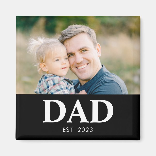 Dad Established Photo Fathers Day Magnet (Front)