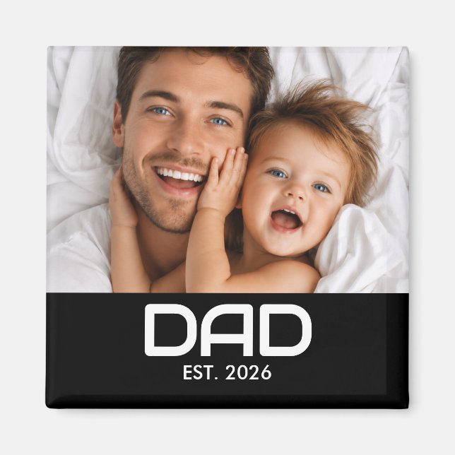 Dad Established Photo Father's Day Magnet (Front)