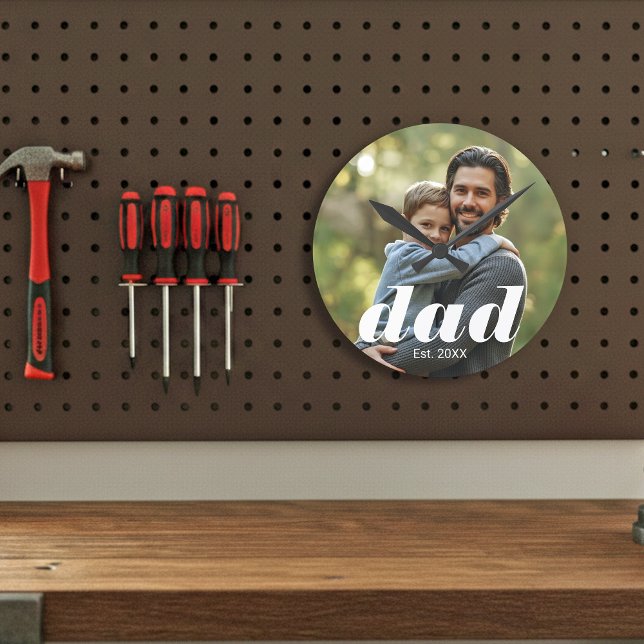 Dad Established Photo Father's Day Round Clock (Creator Uploaded)