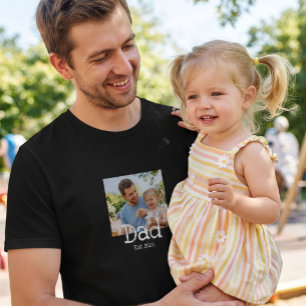 Dad Established Photo Fun Bold Black White T-Shirt