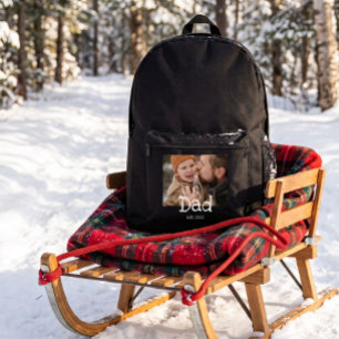 Dad Established Photo Fun Bold White Text Black Printed Backpack