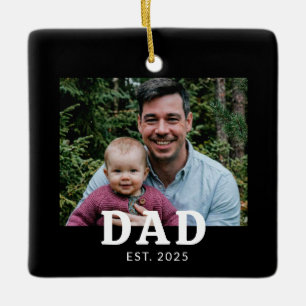 Dad Established Photo Gift Ceramic Ornament