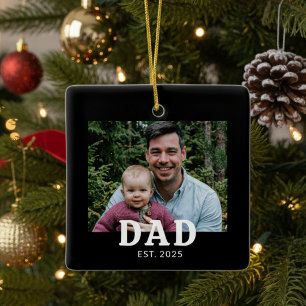 Dad Established Photo Gift  Ceramic Ornament