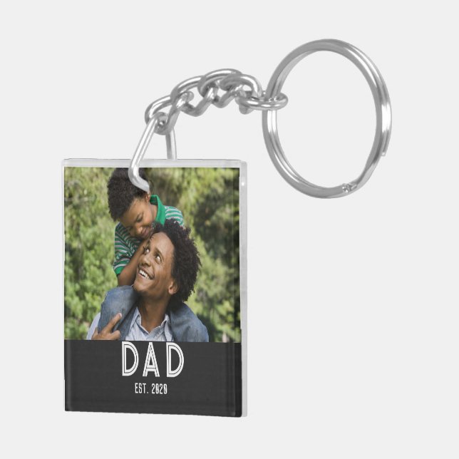 Dad Established Photo Gift Father's Day Magnet Key Ring (Back Right)
