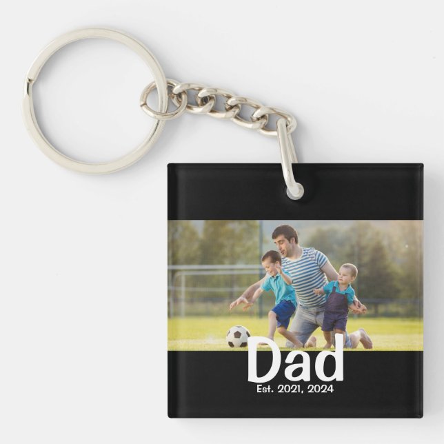 Dad Established Photo Gift  Key Ring (Front)