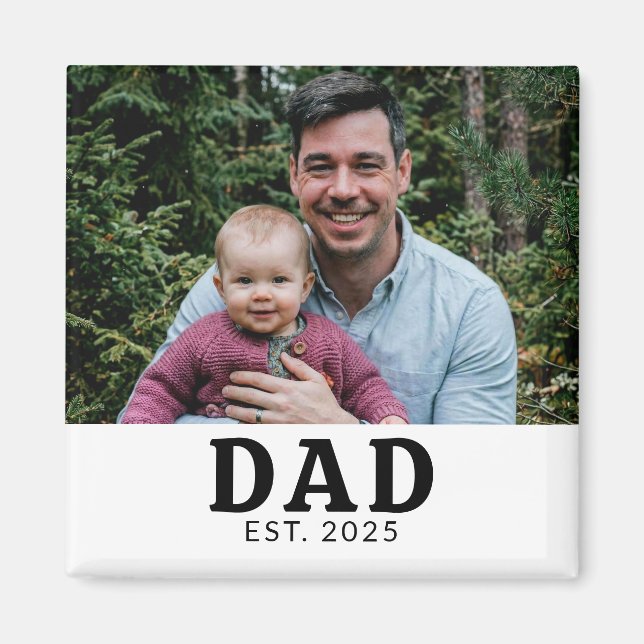 Dad Established Photo Gift  Magnet (Front)