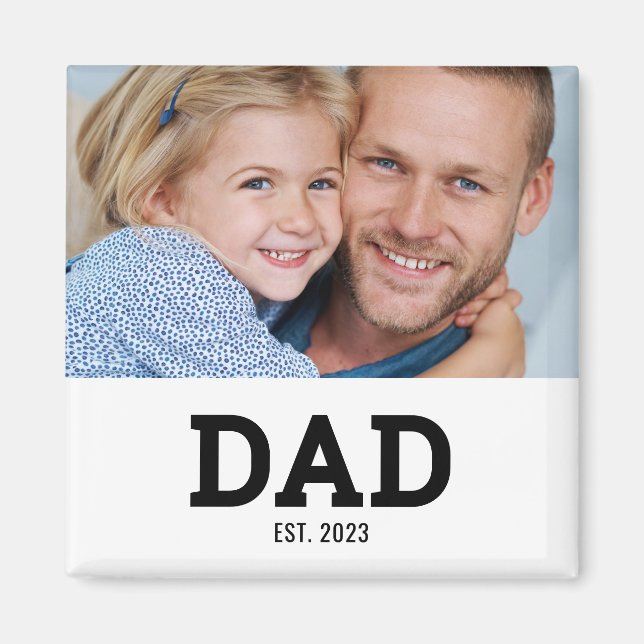 Dad Established Photo Gift Magnet (Front)