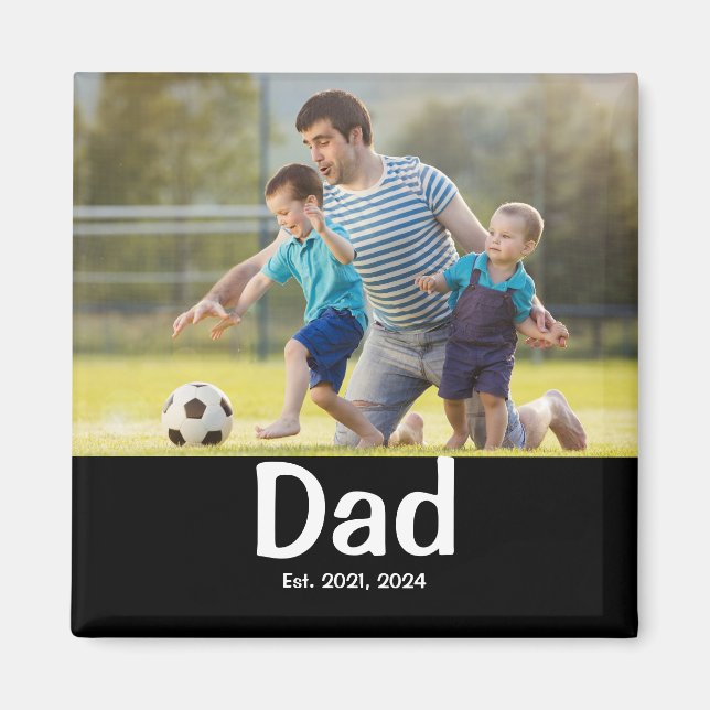Dad Established Photo Gift Magnet (Front)