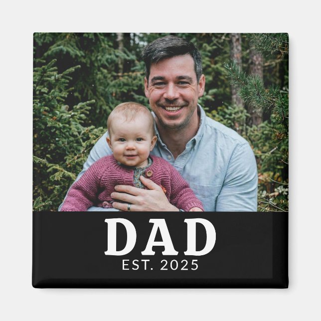 Dad Established Photo Gift  Magnet (Front)