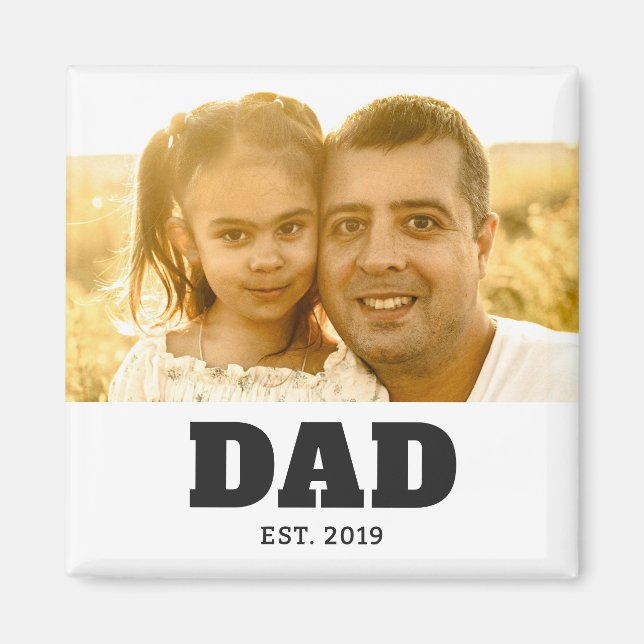 Dad Established Photo Gift Magnet (Front)