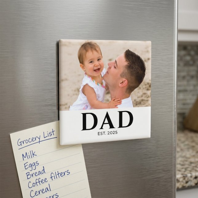 Dad Established Photo Gift Magnet (Creator Uploaded)