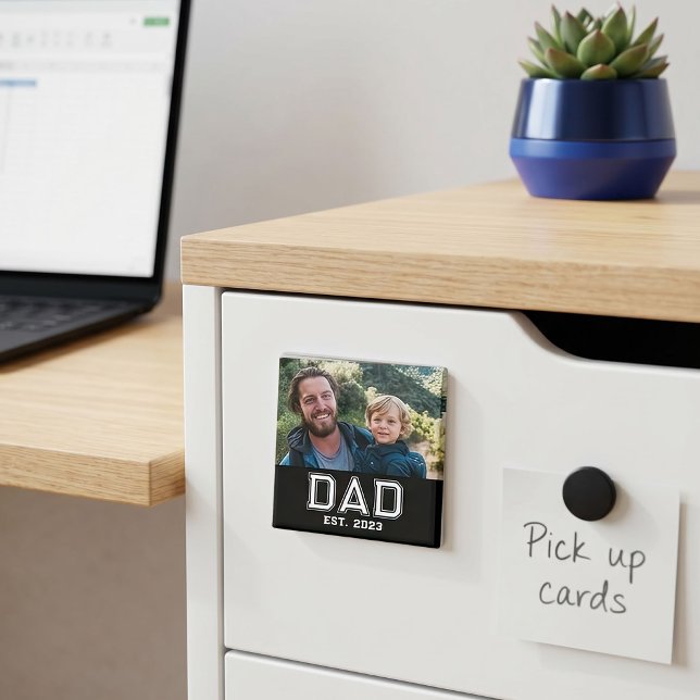Dad Established Photo Gift Magnet (Creator Uploaded)