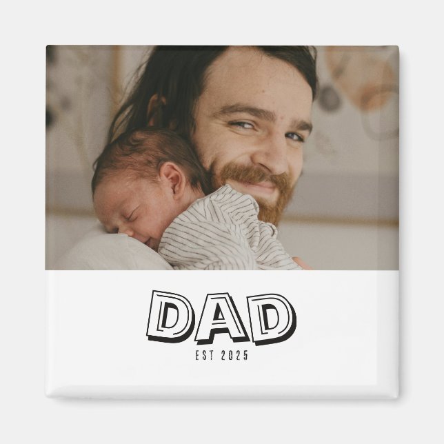 Dad Established Photo Gift Magnet (Front)