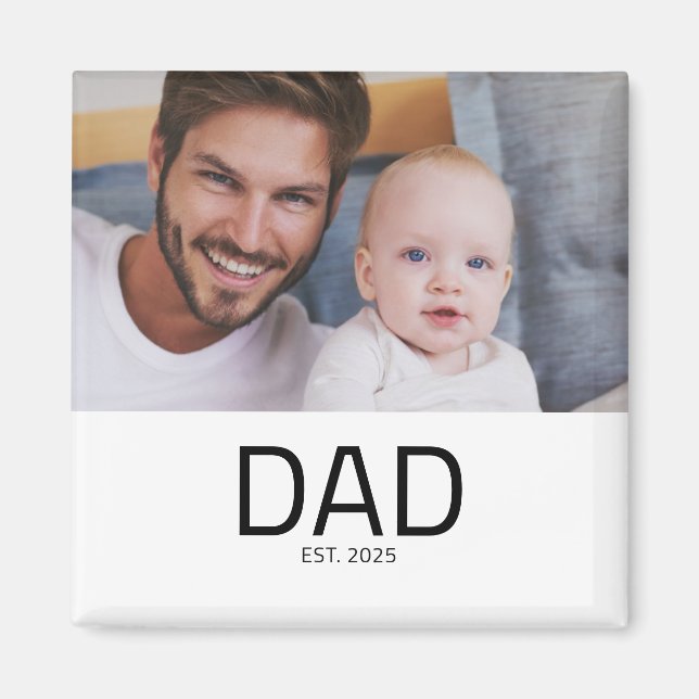 Dad Established Photo Gift Magnet (Front)