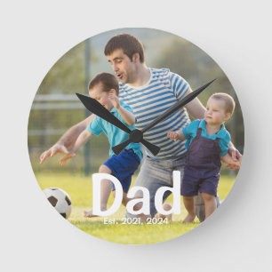 Dad Established Photo Gift Round Clock