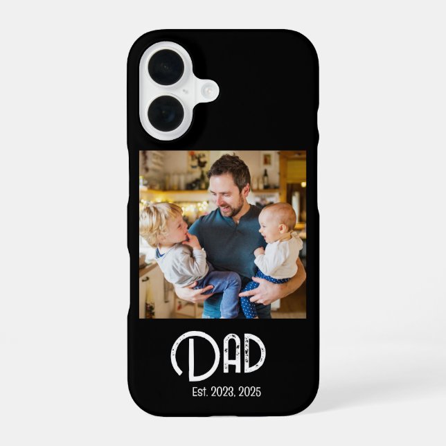 Dad Established Photo Grunge text iPhone 16 Case (Back)