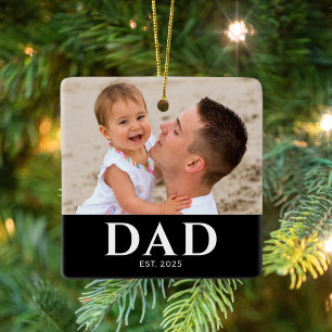 Dad Established Photo Keepsake Ceramic Ornament
