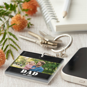 Dad Established Photo Memory Gift Key Ring