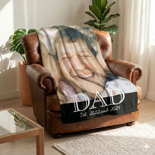 Dad Established Photo Minimal Father's Day Gift Fleece Blanket
