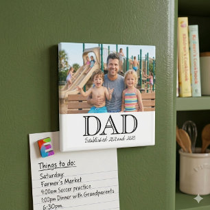 Dad Established Photo Minimal Father's Day Gift Magnet