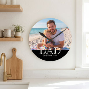 Dad Established Photo Minimal Father's Day Gift Round Clock