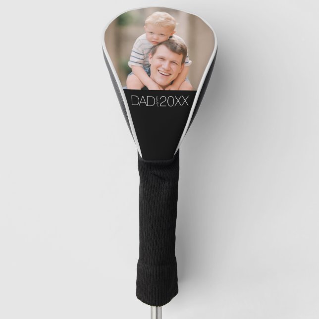 Dad Established Photo Modern Script  Golf Head Cover (Front)