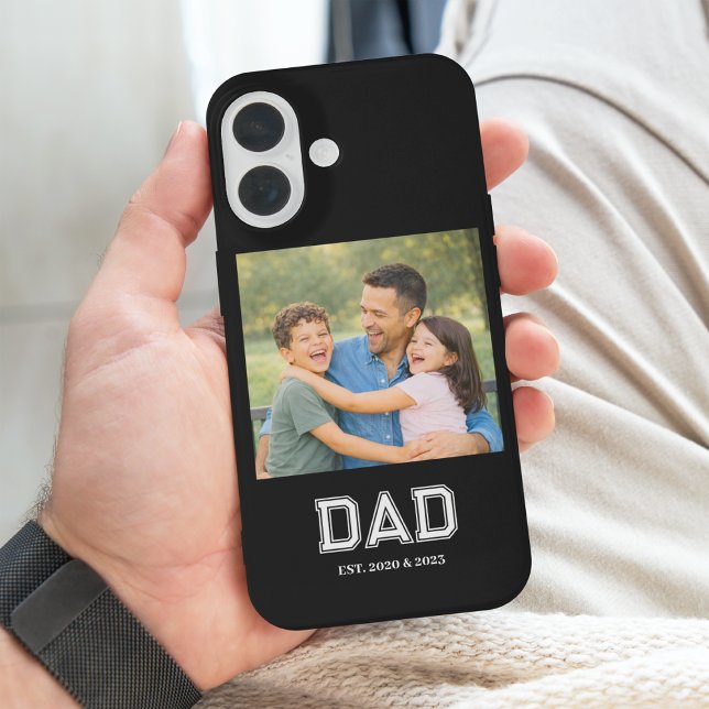 Dad Established Photo Modern Typography New Dad Case-Mate iPhone Case (Modern Dad Established with a favorite photo and modern sports-style typography. )