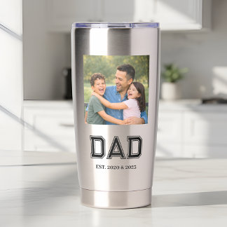 Dad Established Photo Modern Typography New Dad Insulated Tumbler